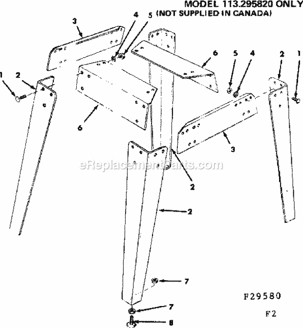 Craftsman 11329580 10 Inch Motorized Saw Leg Set Diagram