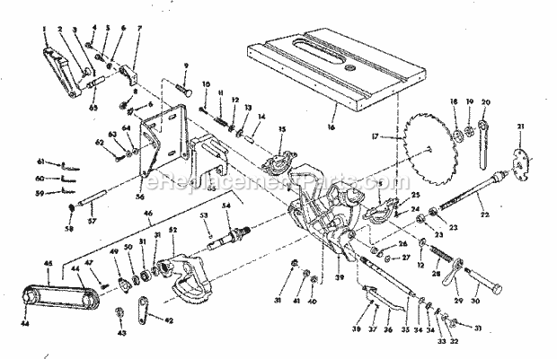 Craftsman 113298031 10-Inch Table Saw Motor Base Assembly Diagram