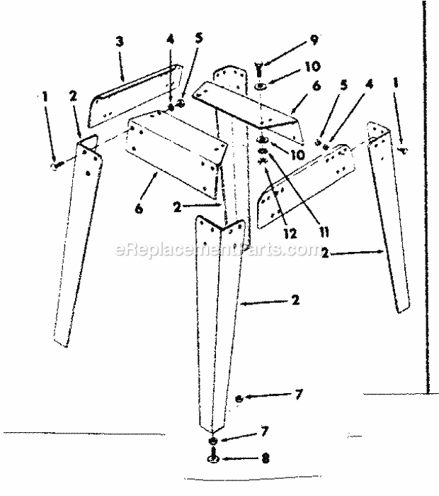 Craftsman 113298031 10-Inch Table Saw Legs Supplied Diagram
