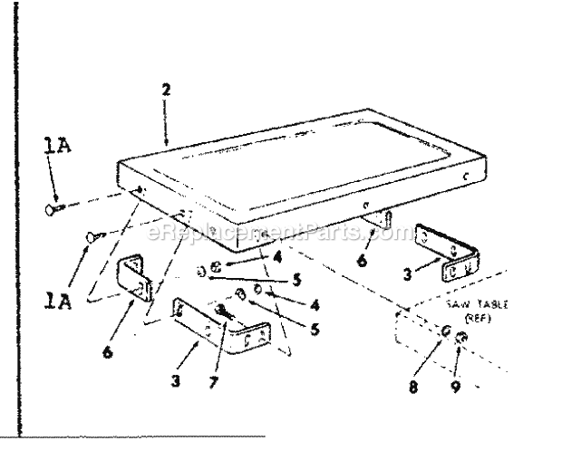 Craftsman 113298031 10-Inch Table Saw Table Extension Supplied Diagram