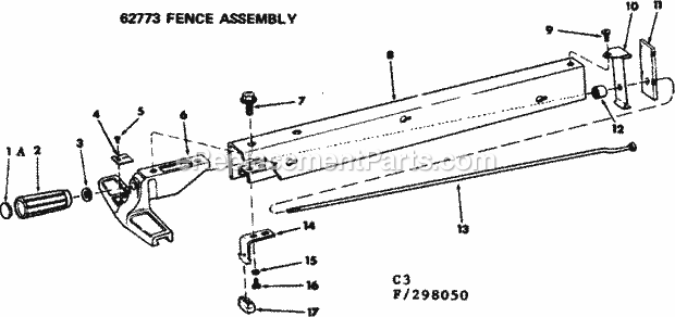 Craftsman 113298050 10 Inch Motorized Saw Fence Assembly Diagram