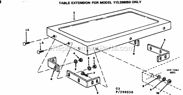Craftsman 113298050 10 Inch Motorized Saw Table Extension Diagram