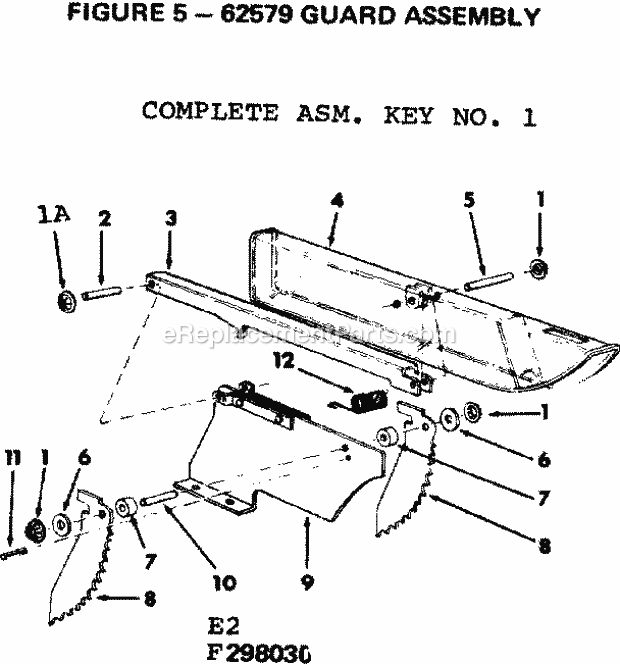 Craftsman 113298140 10-Inch Table Saw Guard Assembly Diagram