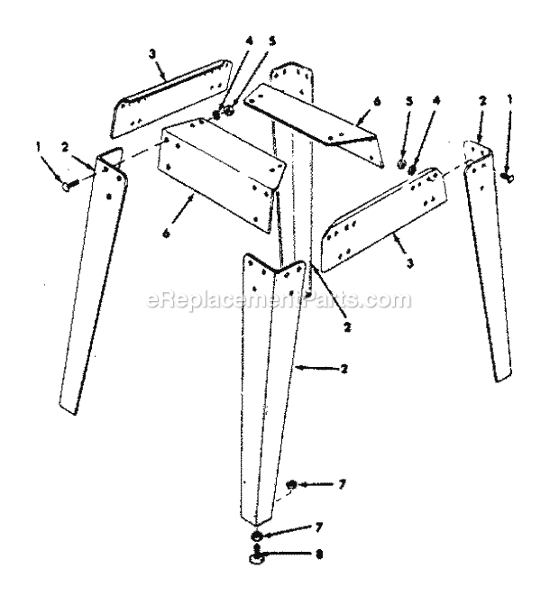Craftsman 113298360 10-Inch Table Saw Leg Set Diagram