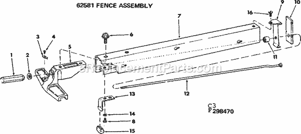 Craftsman 113298470 10 Inch Table Saw Fence Assembly Diagram
