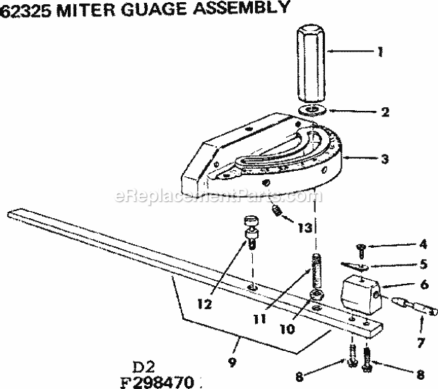 Craftsman 113298470 10 Inch Table Saw Miter Guage Assembly Diagram
