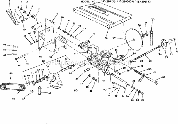 Craftsman 113299142 10 Inch Table Saw Motor Base Assembly Diagram