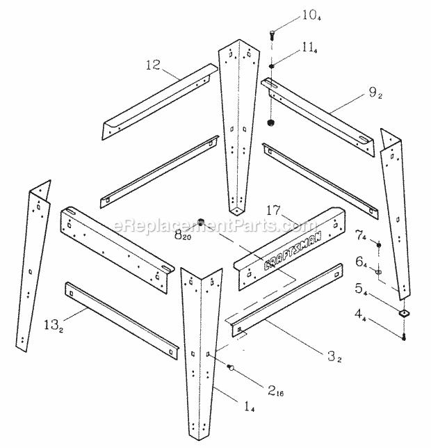 Craftsman 137248480 Table Saw Stand Diagram