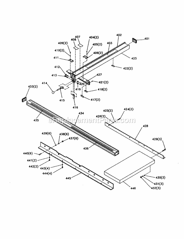 Craftsman 152221240 Table Saw Scale/Rail/Fence Side Diagram