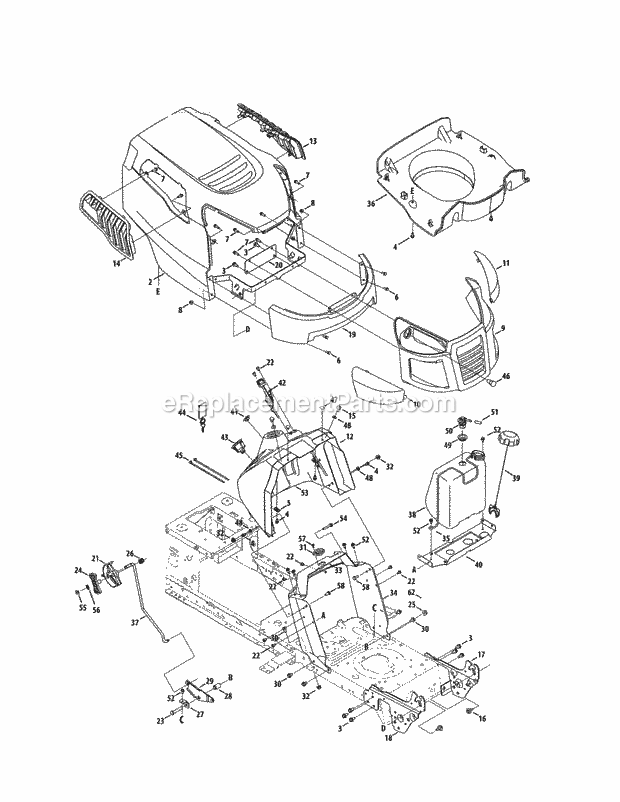 Craftsman 247.203700 T1000 Lawn Tractor FenderBumperFuel_Tank Diagram