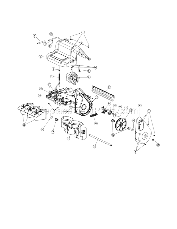 Craftsman 247880871 Snowblower Vane/Motor/Drive Shaft Diagram