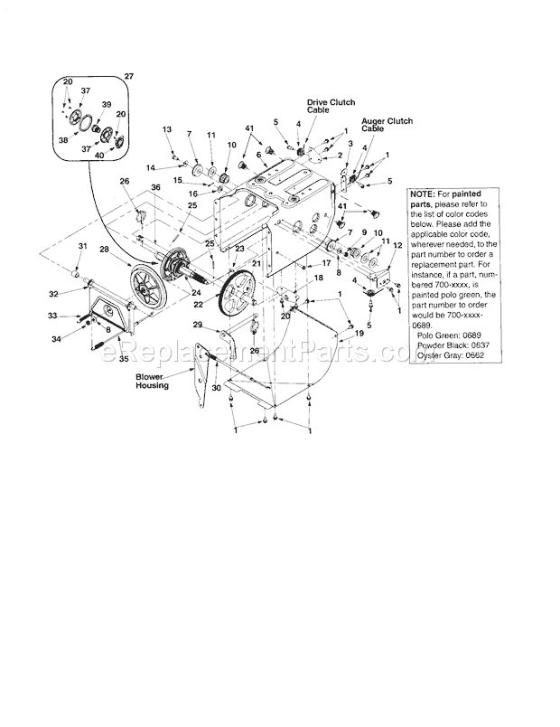 Craftsman 247886640 Snowblower Frame Cover Diagram