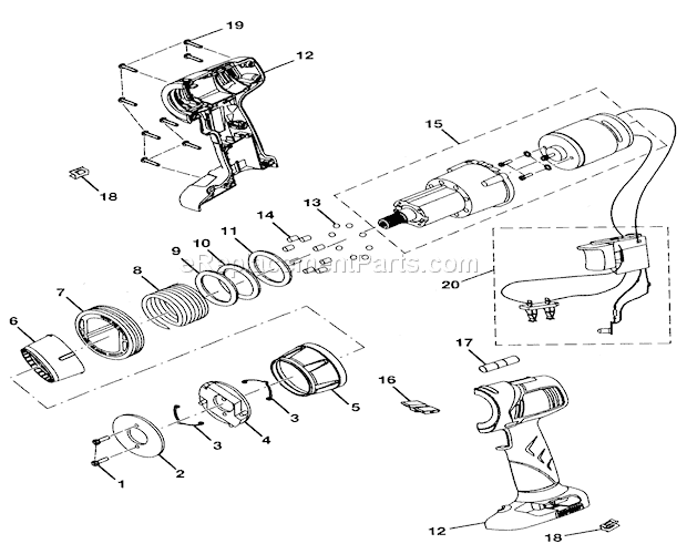 Craftsman 315115370 18V Driil-driver Housing Assy Diagram