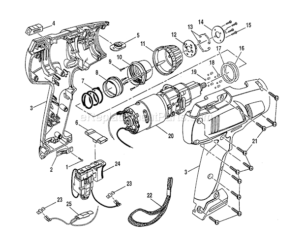 Craftsman 315271200 Cordless Drill Housing/Motor Diagram