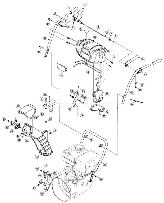 Craftsman 31AM63TF799 Snowblower HandleLower_Chute Diagram