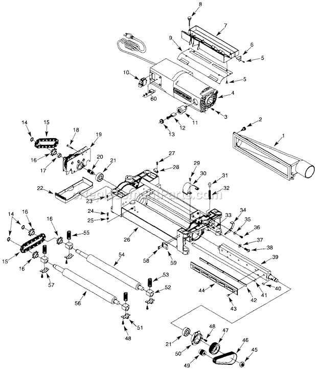 Craftsman 351217581 Planer Rollercase Diagram