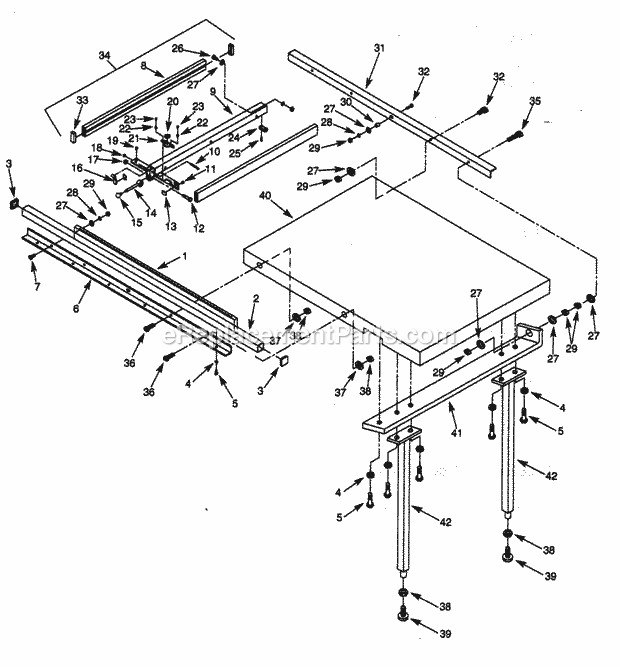 Craftsman 351228030 Left-tilting Arbor Saw Rip Fence Diagram