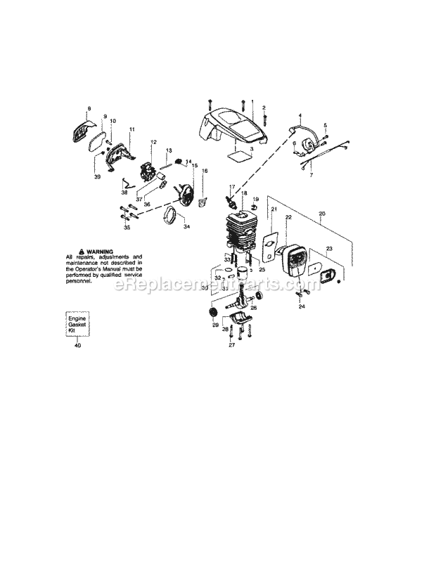 Craftsman 358351610 Chainsaw Cylinder / Crankshaft Diagram