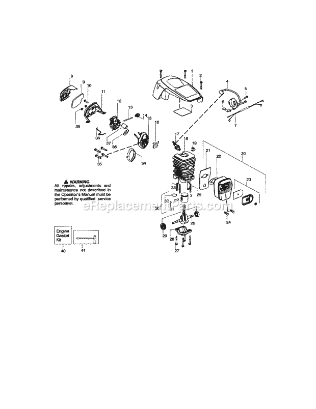 Craftsman 358351800 Chainsaw Shield / Cylinder / Crankshaft Diagram