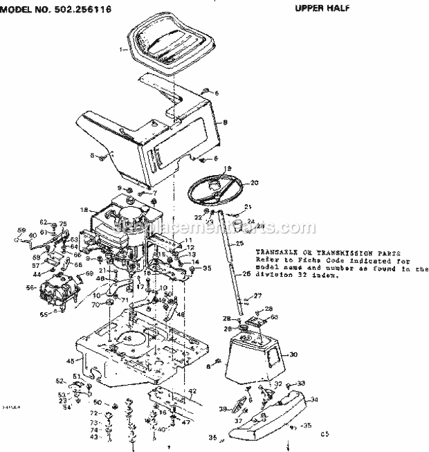 Craftsman 502256116 Lawn Tractor Page C Diagram