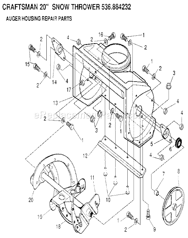 Craftsman 536884232 Snowblower Auger Housing Diagram