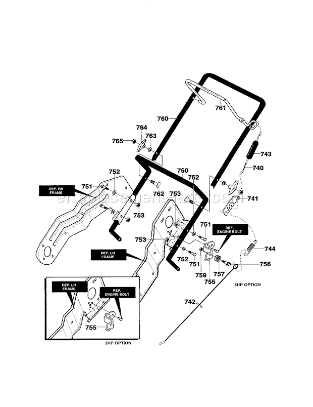 Craftsman 536885150 Snowblower Handle Assembly Diagram