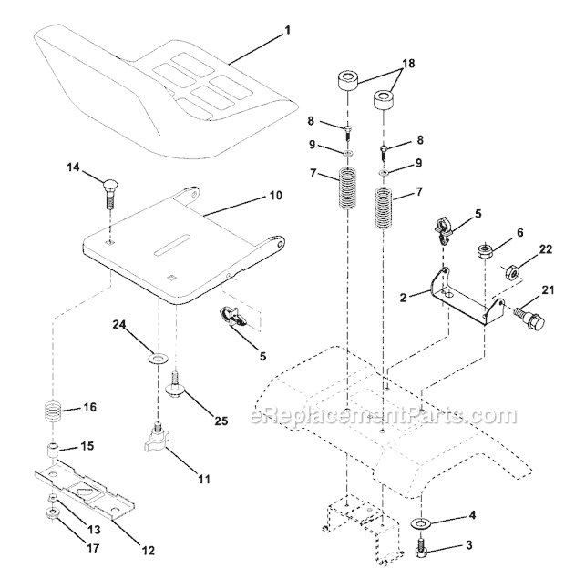 Craftsman 917272420 Lawn Tractor Seat Assembly Diagram