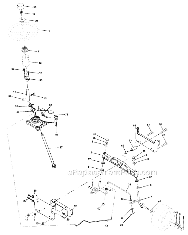 Craftsman 917273140 Lawn Tractor Steering Assembly Diagram