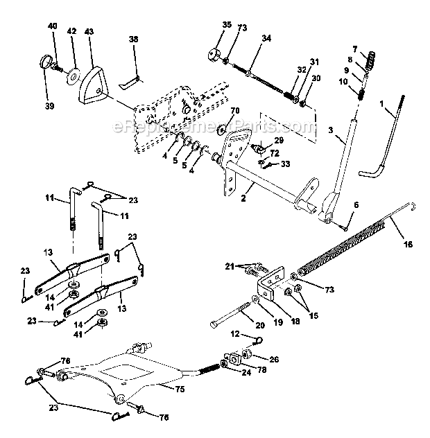Craftsman 917274961 Lawn Tractor Lift Assembly Diagram