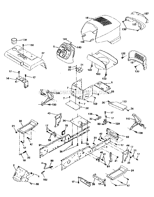 Craftsman 917275041 Lawn Tractor ChassisEnclosures Diagram