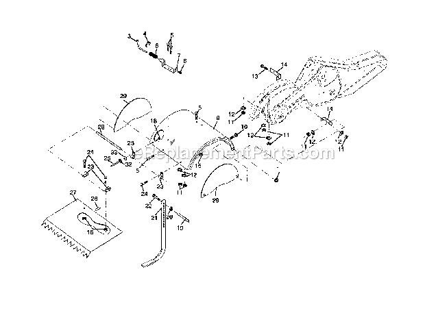 Craftsman 917296020 Rear Tine Tiller Tine_Shield Diagram