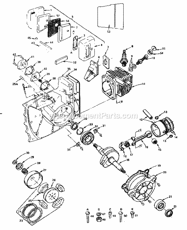 Craftsman 917353770 Chainsaw Engine Clutch And Muffler Diagram