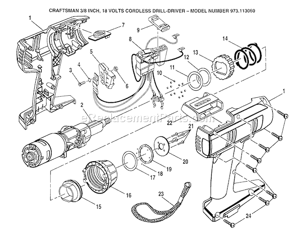 Craftsman 973113060 Cordless Drill Driver Housing Diagram