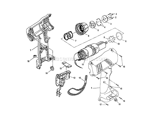 Craftsman 973225360 Drill-driver Housing/Motor Diagram