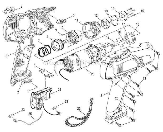 Craftsman 973271601 3/8 In. Cordless Drill-driver Motor/Gear Diagram