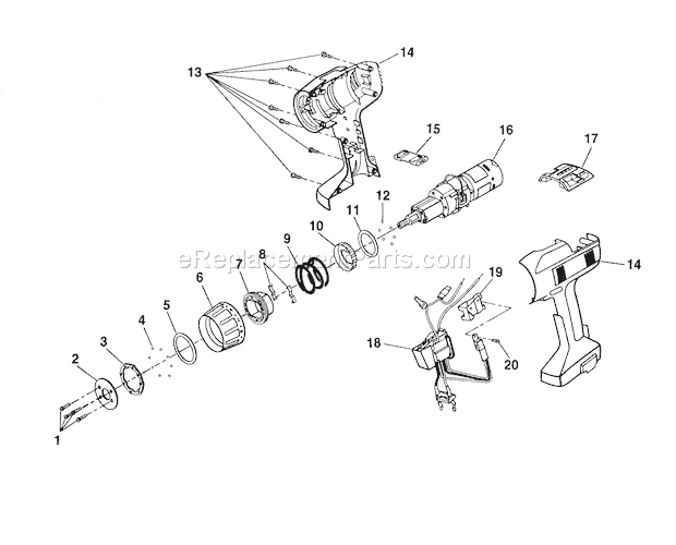 Craftsman 973274870 3/8 In. Professional Cordless Drill Driver Replacement Parts Diagram