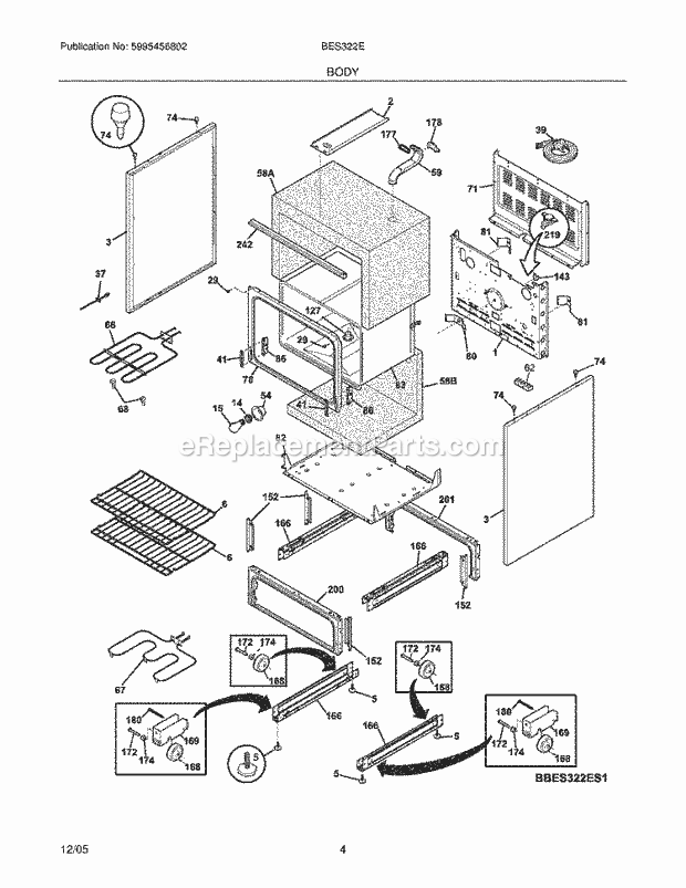 Crosley BES322ES3 Freestanding, Electric Electric Range Body Diagram