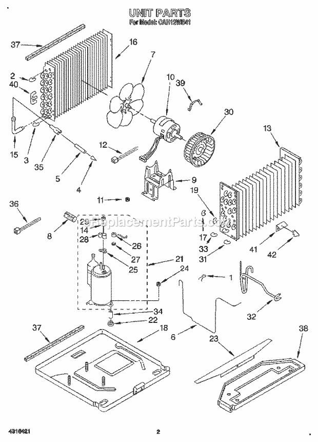 Crosley CAH12WB41 Air Conditioner Unit, Literature Diagram