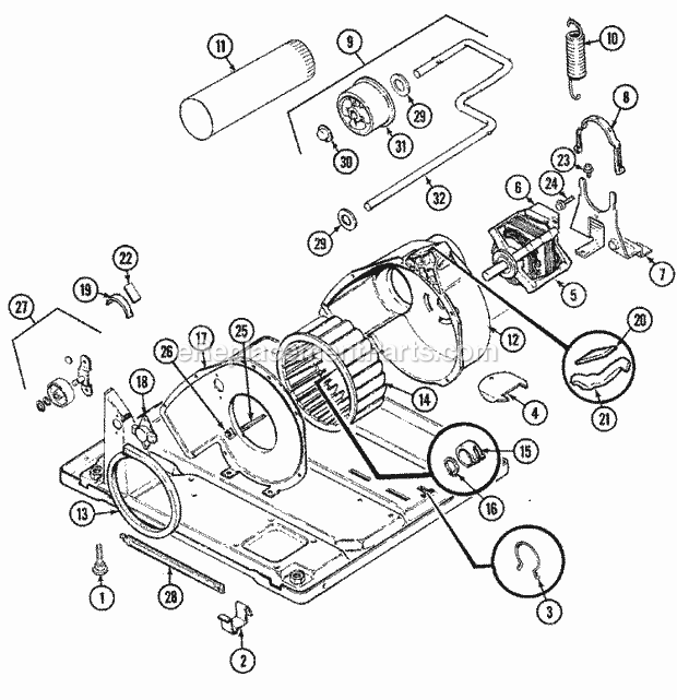 Crosley CDE20T7W Residential Crosley Laundry Motor & Drive Diagram