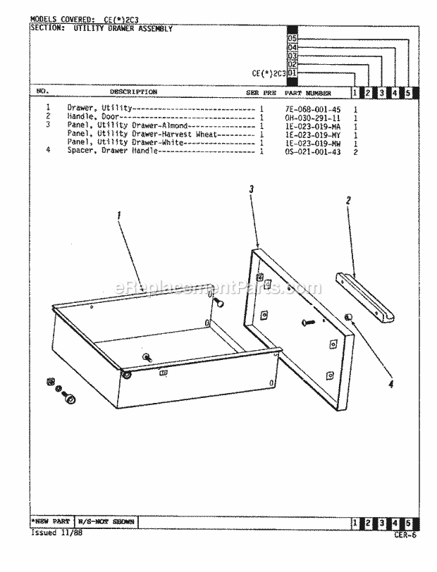 Crosley CEW2C3 Electric Crosley Cooking Drawer Assembly Diagram