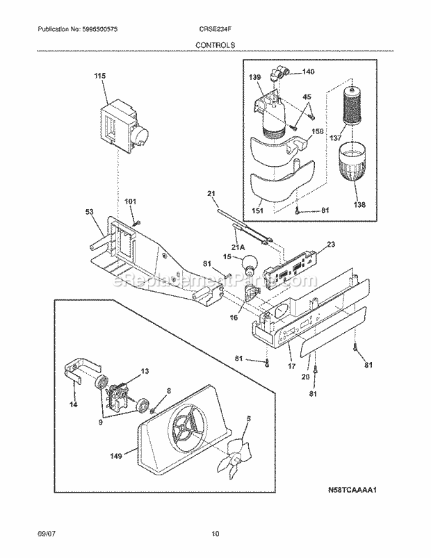 Crosley CRSE234FB4 Side-By-Side Refrigerator Controls Diagram