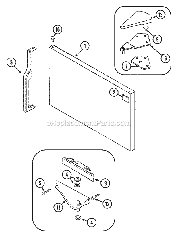 Crosley CT19G6B Top Freezer Refrigerator Freezer Outer Door (Rev 12) Diagram