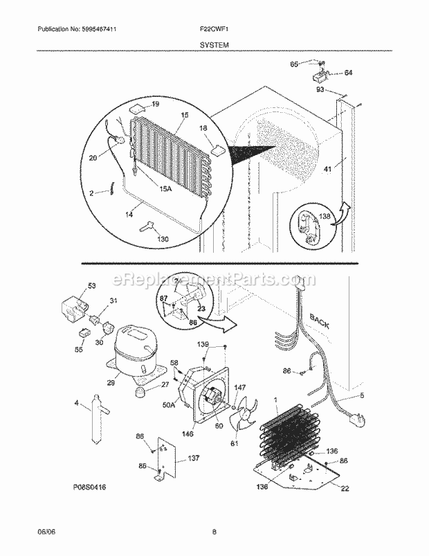 Crosley F22CWF1 Upright Freezer System Diagram