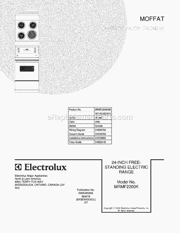 Crosley MRMF2200KM2 Freestanding, Electric Electric Range Page E Diagram