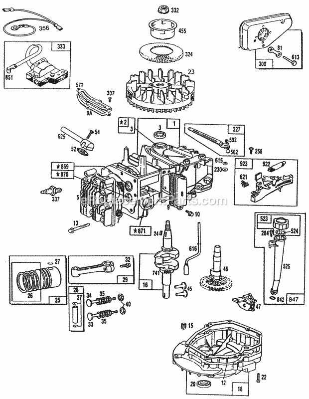 Cub Cadet 074R (111-074R100) (1991) Engine B&s 3.5 Hp 121702-3130-01 Part 2 Diagram