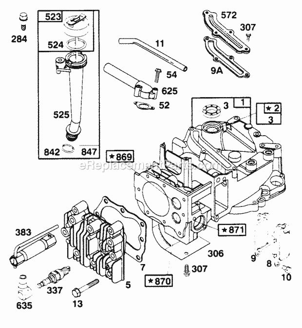 Cub Cadet 098R112 (112-098R100) (1992) Engine B&s 5 Hp - Cylinder and Valve Assembly Diagram