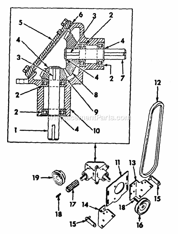 Cub Cadet 102 Garden Tractor Front Power Take-Off -90 Degree Gear Box Diagram