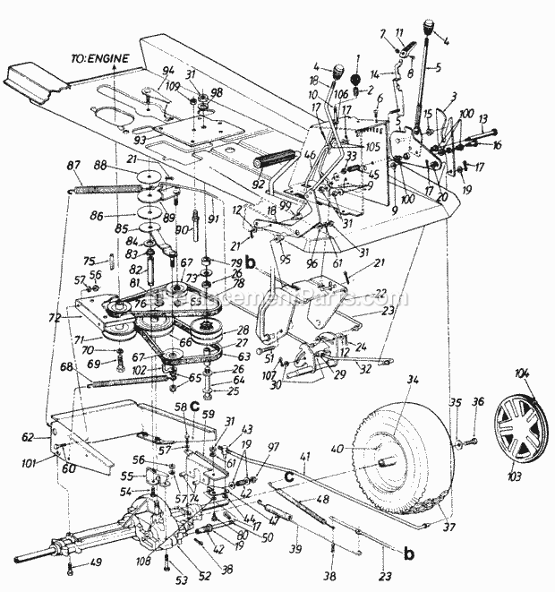 Cub Cadet 1030 (132-522B100) (1992) Engine B&s 10 Hp Short Block Assembly Diagram