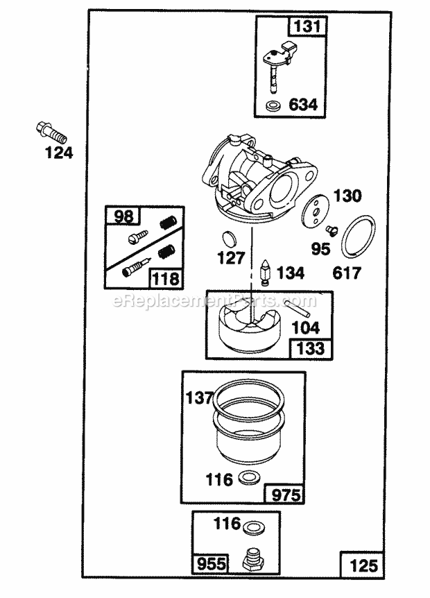 Cub Cadet 108C114 (114-108C100) (1994) Engine B&s 5 Hp Carburetor Assembly Diagram