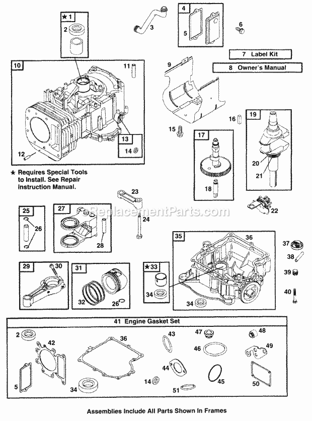 Cub Cadet 1170 (1H019H-1H310H, 13AD608G101, 13BD608G101) Tractor 1000 Engine (Single) Assembly (Model 1170) Diagram